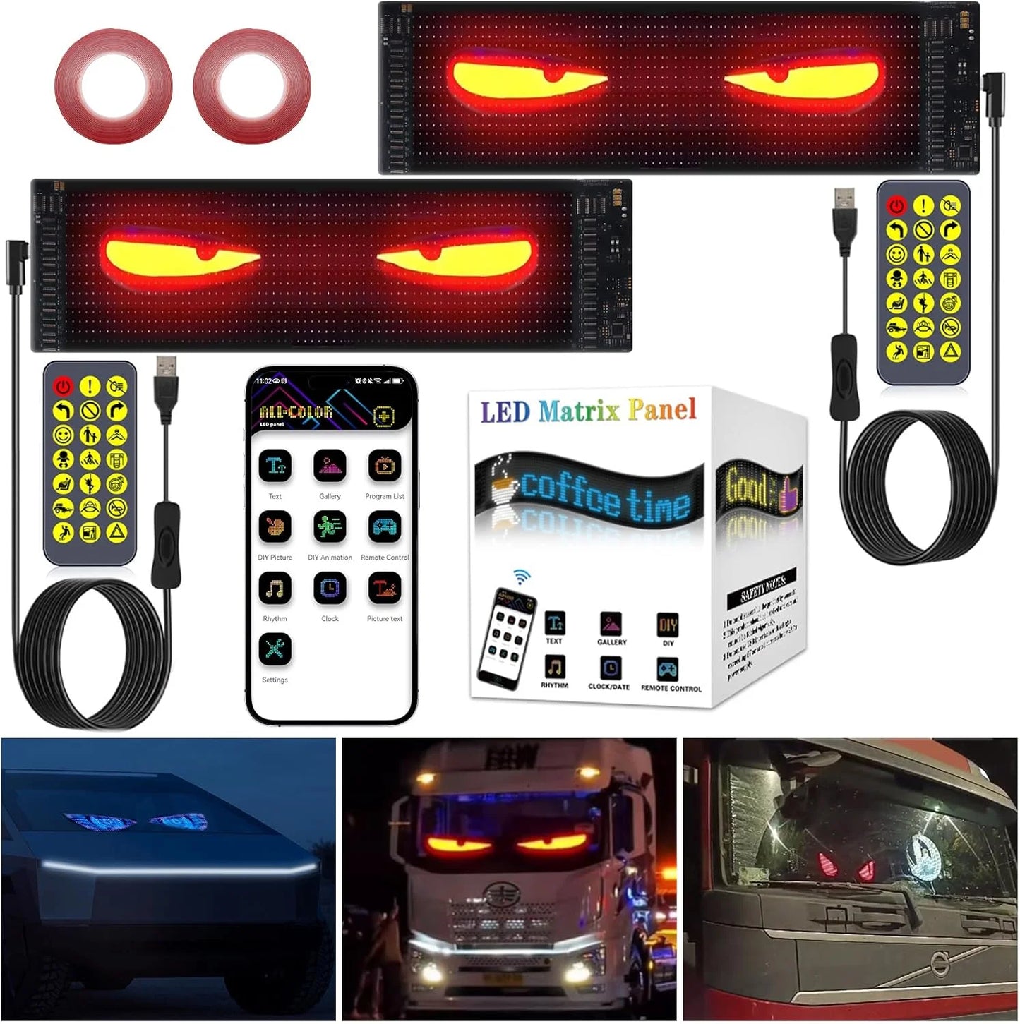 LED Matrix Panel 23 x 4 inches (16 X 96 Pixels) for Cars with Remote control