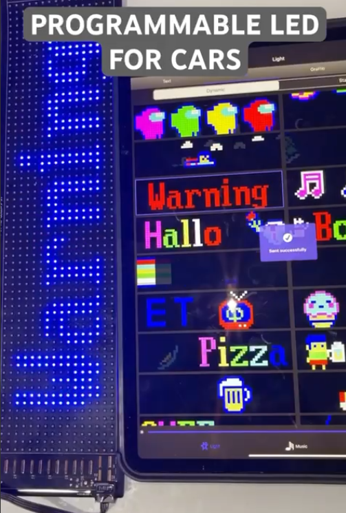 LED Matrix Panel 23 x 4 inches (16 X 96 Pixels) for Cars with Remote control