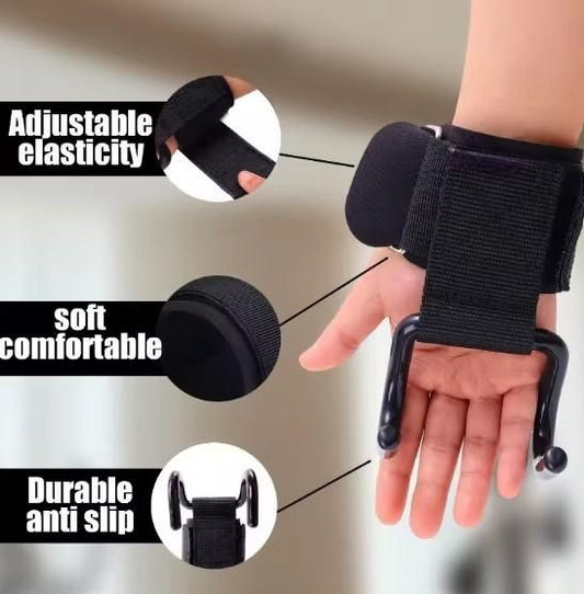 Weight Lifting Rod Hooks Deadlift & Pull-Up Wrist Support (Pair of 1)